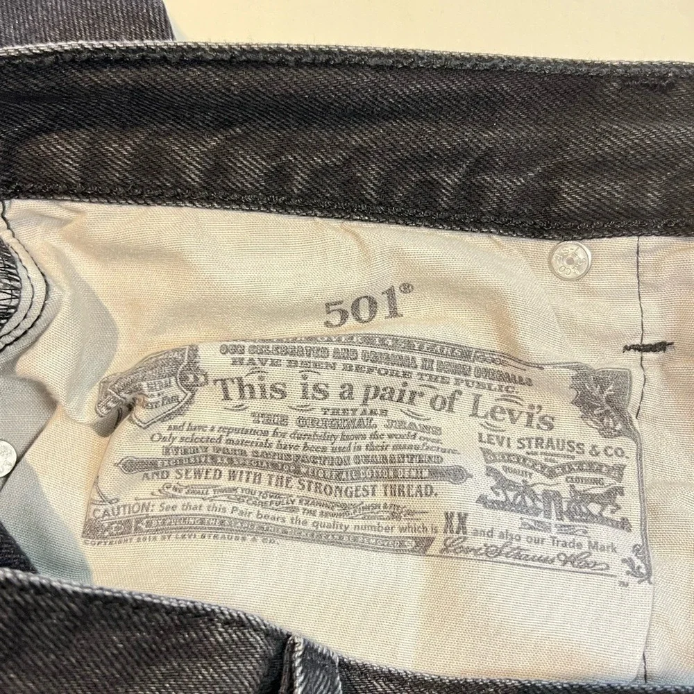 Levis 501 Original Fit Distressed‎ Faded Black Straight Leg Jeans Mens 31x30 EUC
